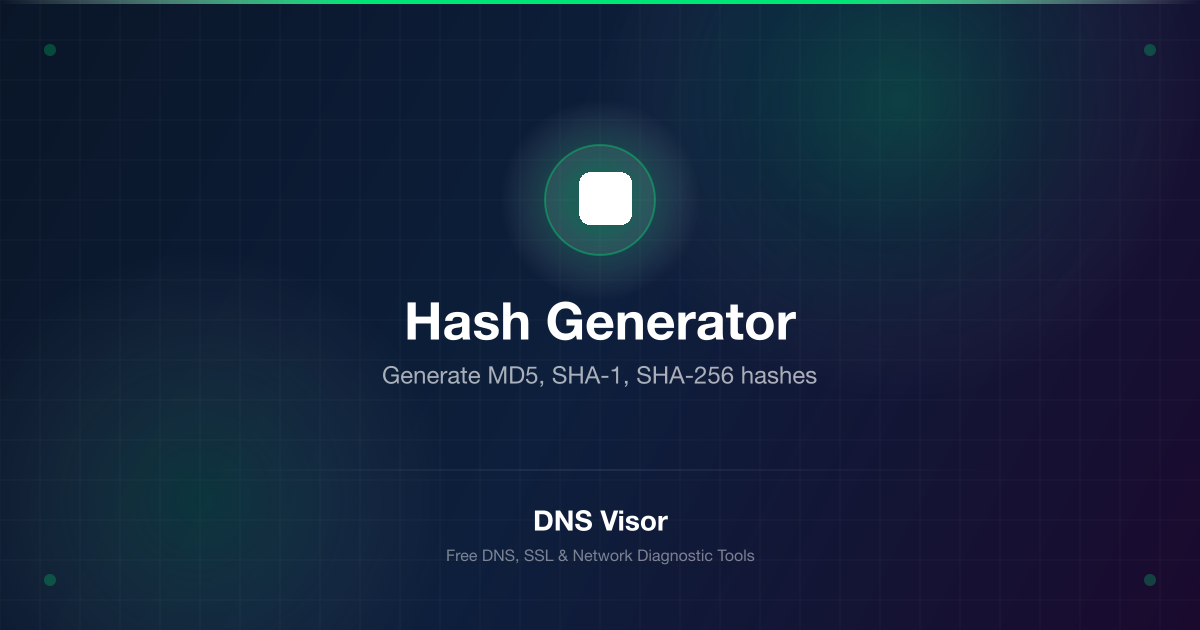 Hash Oluşturucu - MD5, SHA-1, SHA-256, SHA-512 | DNS Visor